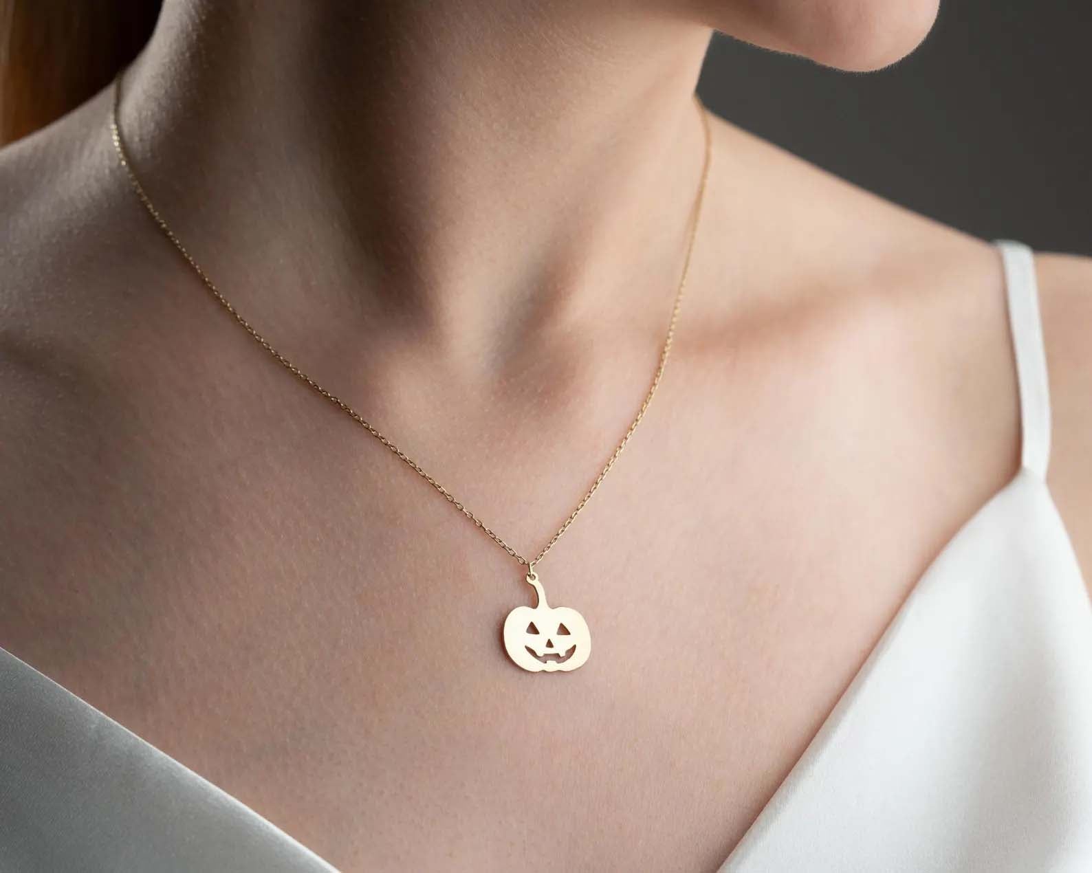 Halloween Necklace, Pumpkin Necklace