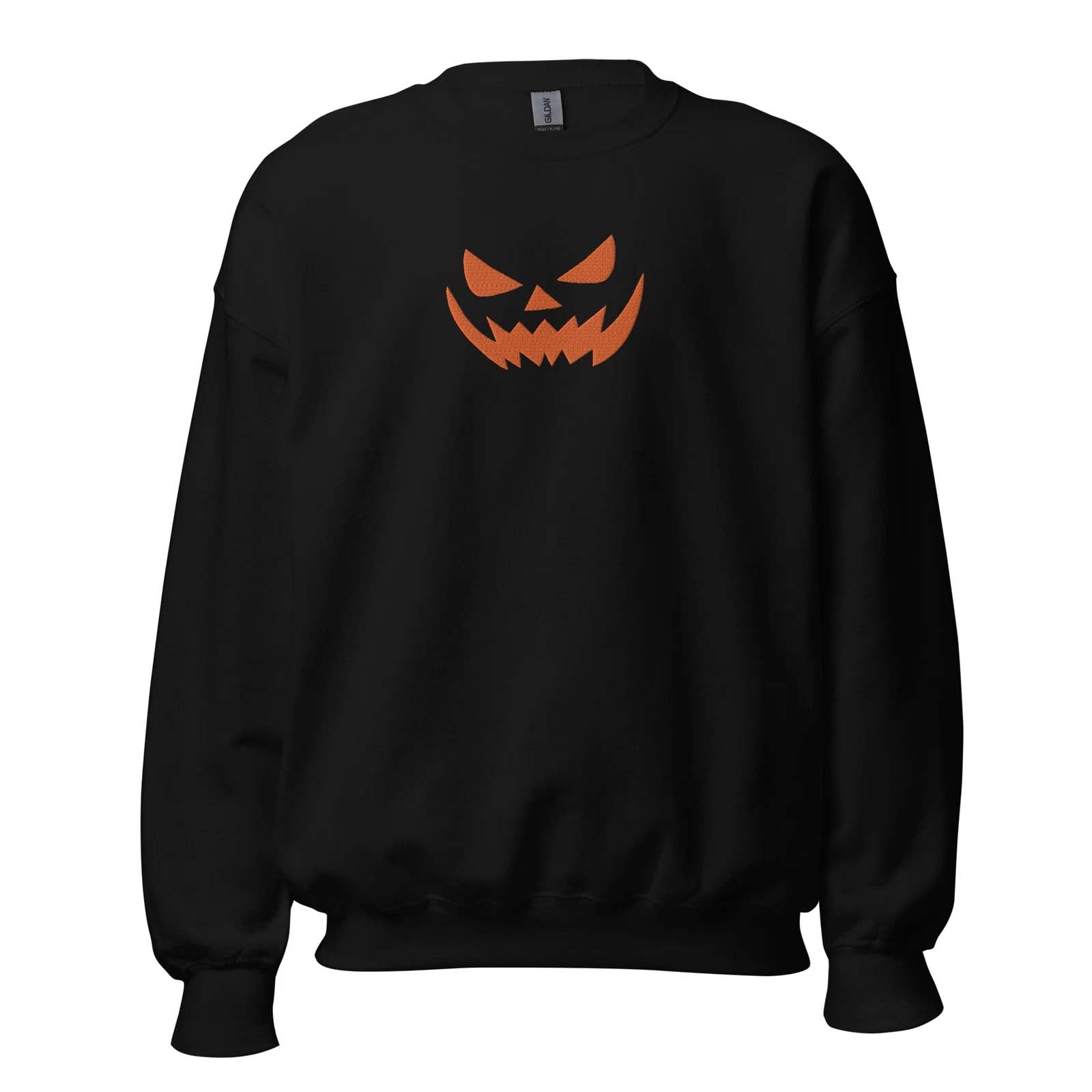 Pumpkin Face Embroidered Sweatshirt Spooky Face Sweatshirt Halloween Shirt