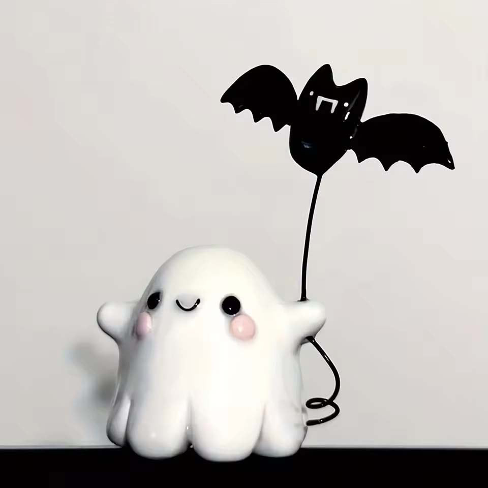 Halloween Cute Ghost Putting Bat Ornaments Ghost Bat Desktop Party Decoration Party Small Gift Little Finger Cute Ghost Toys