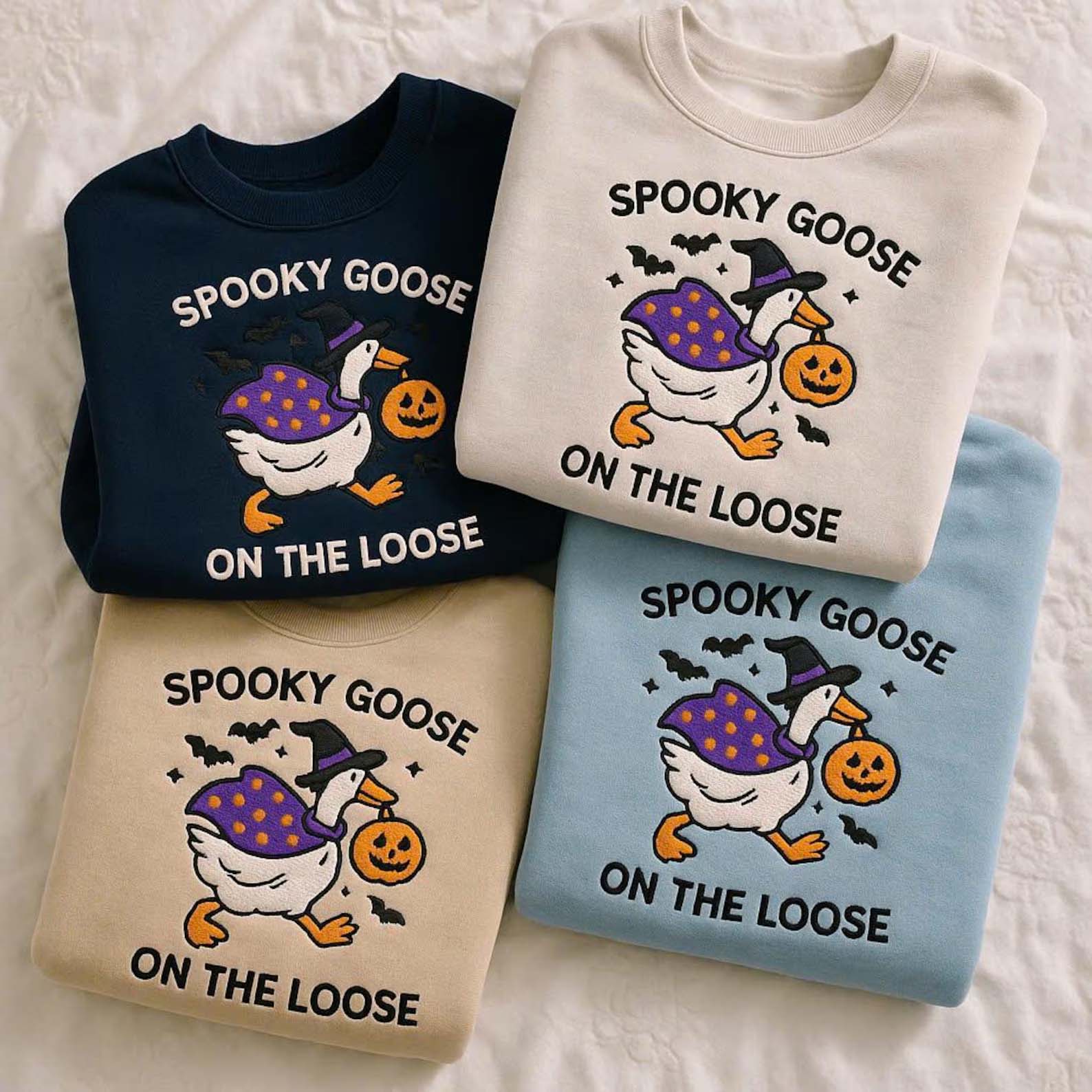 Spooky Goose on the Loose Embroidered Sweatshirt