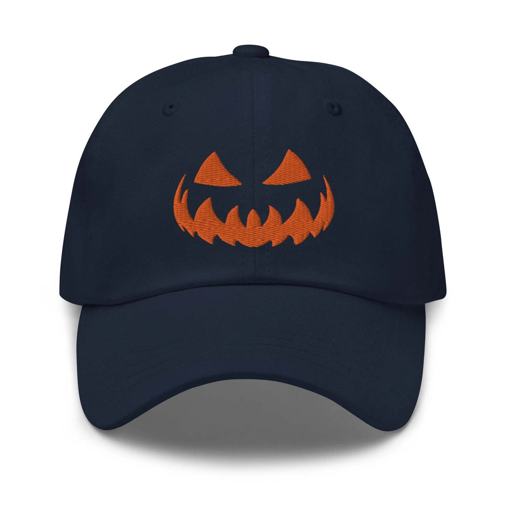 Spooky Face Embroidered Baseball Cap Halloween Hat Adjustable Pumpkin Face Hat