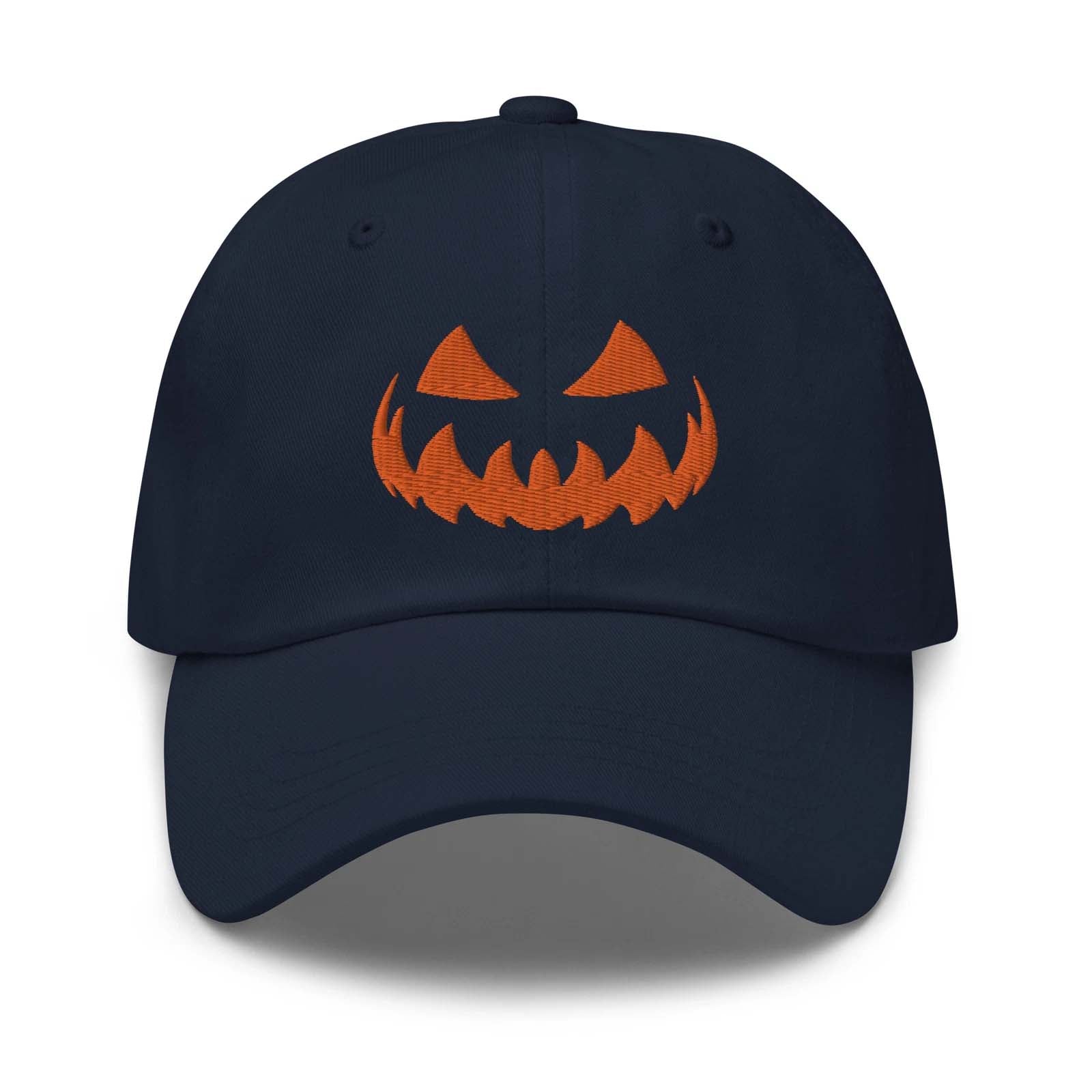 Spooky Face Embroidered Baseball Cap Halloween Hat Adjustable Pumpkin Face Hat