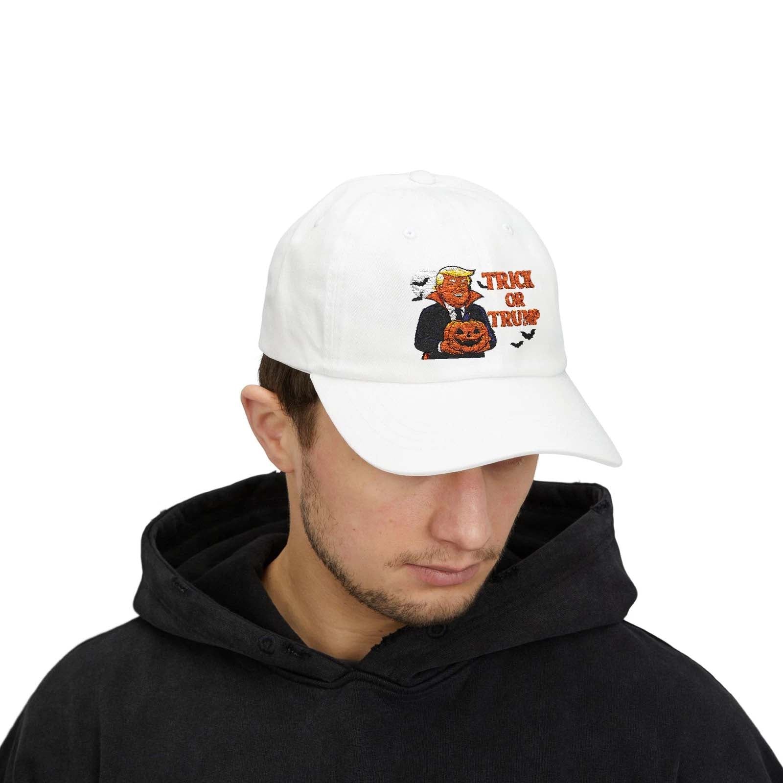 Halloween Dad Cap, Trick or Trump Hat, Funny Vampire Pumpkin