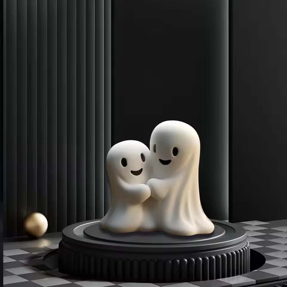Halloween Party Small Ornaments Middle Finger Ghost Decoration Cute Ghost Statue Home Party Smooth Body Festive Atmosphere
