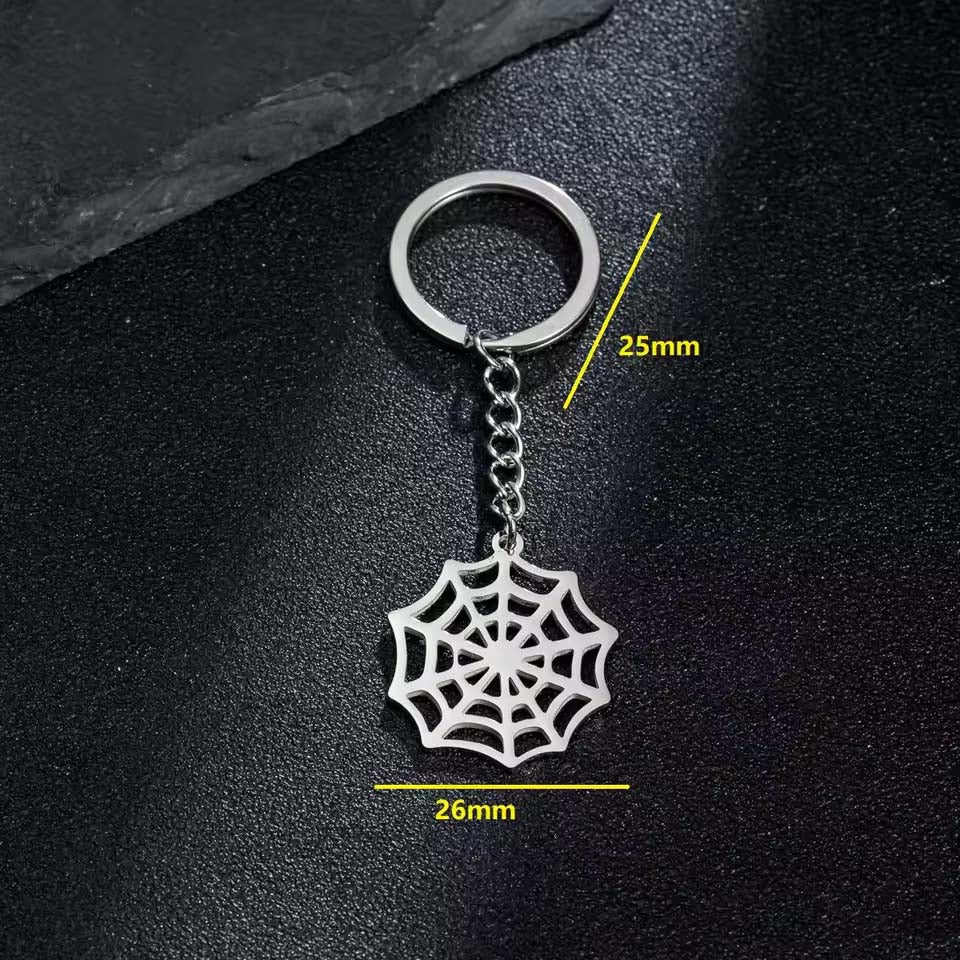 Halloween Spider Web Keychain Stainless Steel Coffin Spider Key Rings for Women Man Car Keys Gothic Jewelry