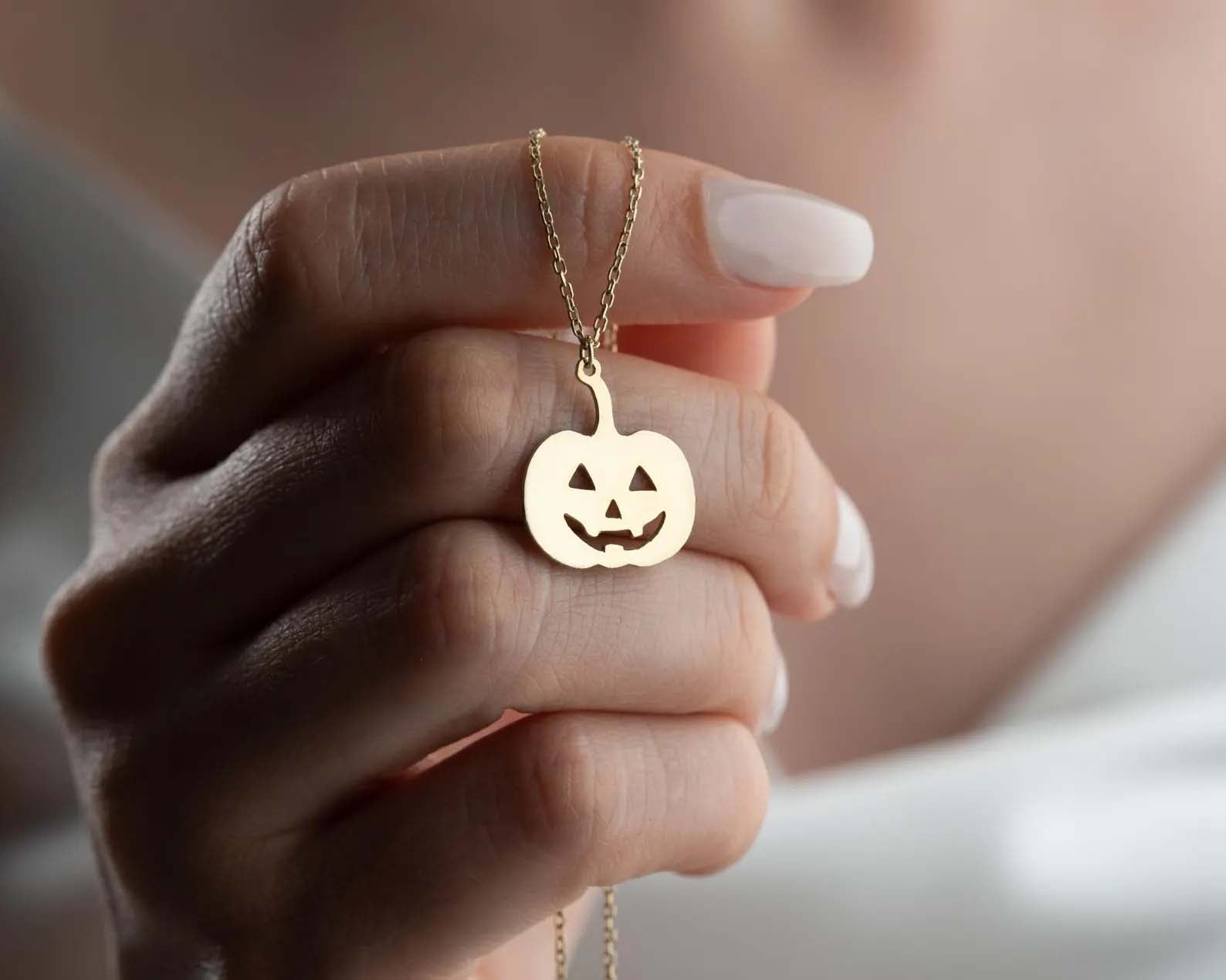 Halloween Necklace, Pumpkin Necklace