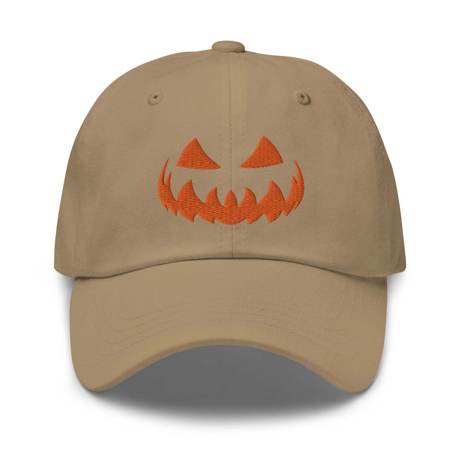 Spooky Face Embroidered Baseball Cap Halloween Hat Adjustable Pumpkin Face Hat