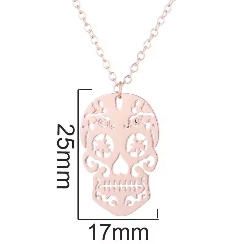 Neo-Gothic Stainless Steel Skull Charm Necklace for Women Creative Skeleton Jewelry Cool Girls Halloween